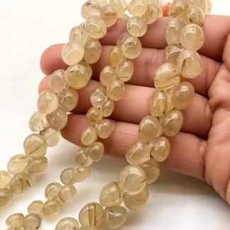 Golden Rutile 6-10mm Smooth Onion Shape A+ Grade Gemstone Beads Lot - Total 3 Strands of 8 Inch.