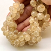 Golden Rutile 6-10mm Smooth Onion Shape A+ Grade Gemstone Beads Lot - Total 3 Strands of 8 Inch.