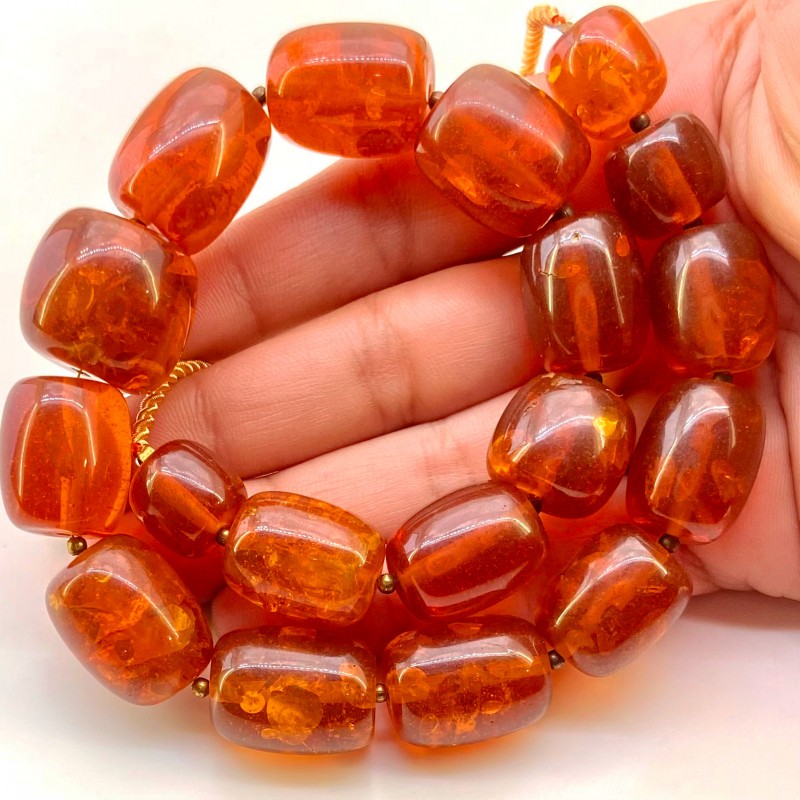 Amber 11.5-17mm Smooth Barrel Shape AAA Grade Gemstone Beads Strand - Total 1 Strand of 13 Inch.