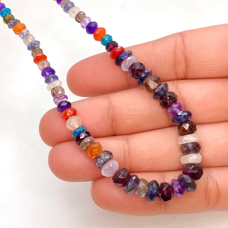 Multi Stones 2.5-6.5mm Faceted Rondelle Shape A+ Grade Gemstone Beads Strand - Total 1 Strand of 13 Inch.