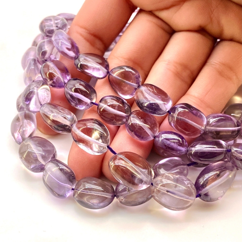 Brazilian Amethyst 10-13mm Smooth Nugget Shape AA Grade Gemstone Beads Strand - Total 1 Strand of 15 Inch.
