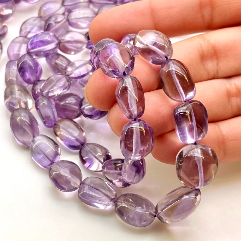 Brazilian Amethyst 10-13mm Smooth Nugget Shape AA Grade Gemstone Beads Strand - Total 1 Strand of 15 Inch.