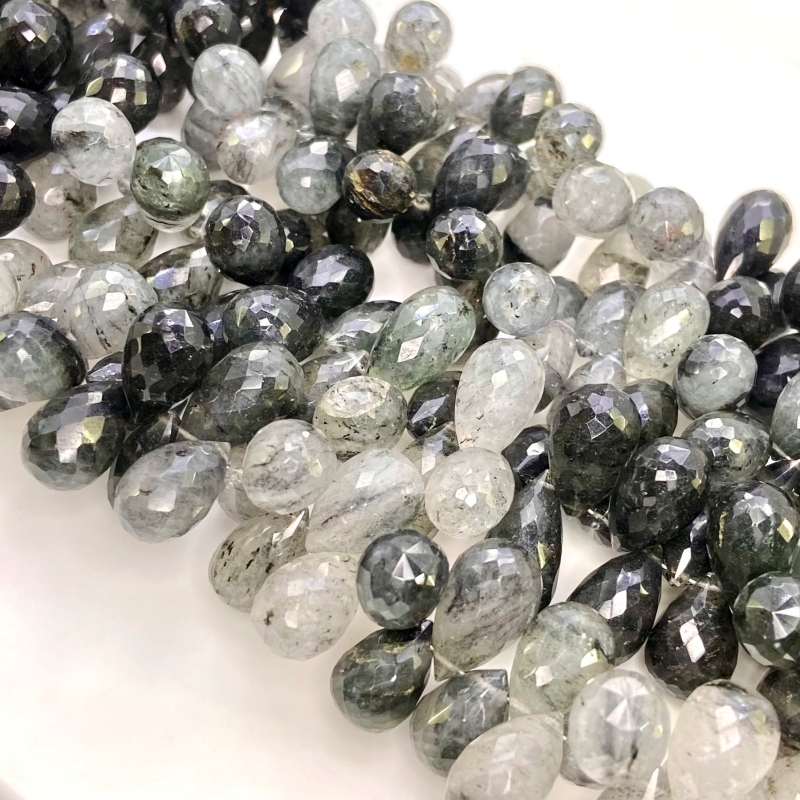 Black Rutile 13-18mm Briolette Drop Shape A+ Grade Gemstone Beads Strand - Total 1 Strand of 8 Inch.