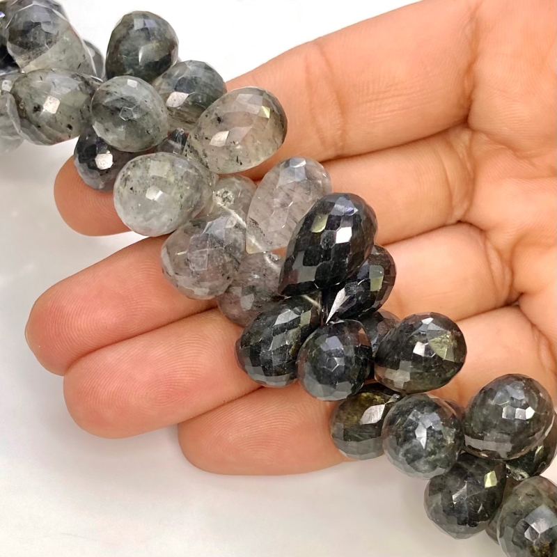 Black Rutile 13-18mm Briolette Drop Shape A+ Grade Gemstone Beads Strand - Total 1 Strand of 8 Inch.