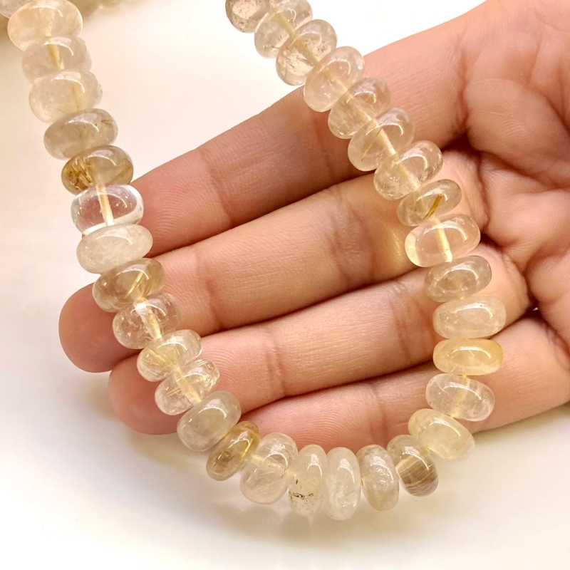 Golden Rutile 10-12mm Smooth Rondelle Shape A Grade Gemstone Beads Strand - Total 1 Strand of 13 Inch.