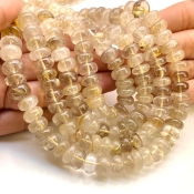 Golden Rutile 10-12mm Smooth Rondelle Shape A Grade Gemstone Beads Strand - Total 1 Strand of 13 Inch.