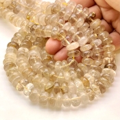 Golden Rutile 10-12mm Smooth Rondelle Shape A Grade Gemstone Beads Strand - Total 1 Strand of 13 Inch.