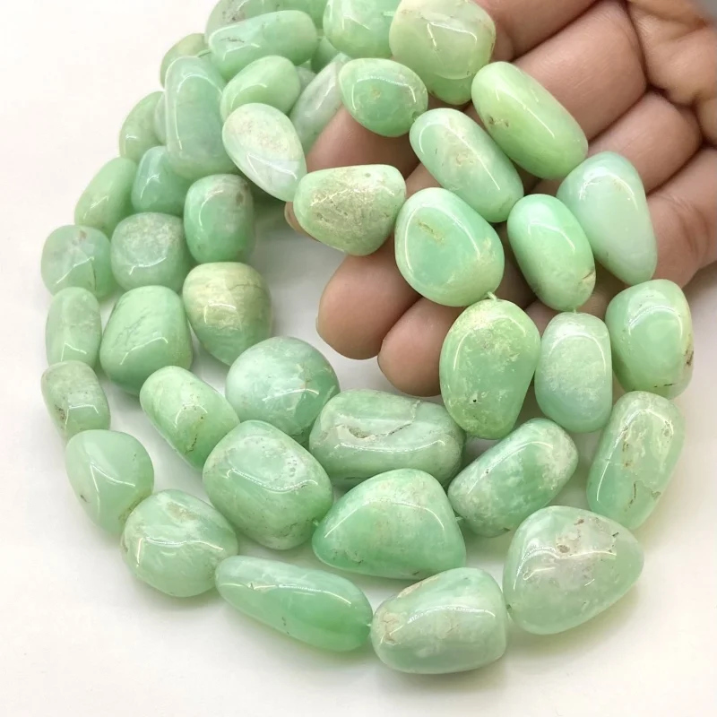 Chrysoprase 12-22mm Smooth Nugget Shape A Grade Gemstone Beads Strand - Total 1 Strand of 16 Inch.