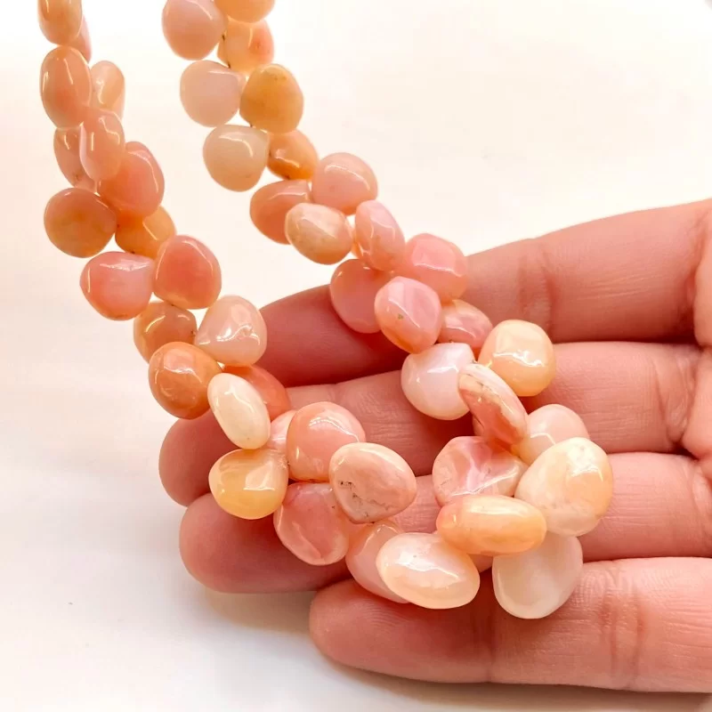 Pink Opal 6-13mm Smooth Heart Shape A Grade Gemstone Beads Strand - Total 1 Strand of 12 Inch.