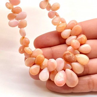 Pink Opal 7-17.5mm Smooth Pear Shape A Grade 8 Inch Long Gemstone Beads Strand