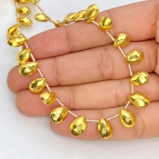 Pyrite 8-10mm Briolette Pear Shape AAA Grade Gemstone Beads Lot - Total 7 Strands of 8 Inch.