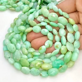 Chrysoprase 8-14mm Faceted Oval Shape AA Grade Gemstone Beads Lot - Total 14 Strands of 13 Inch.