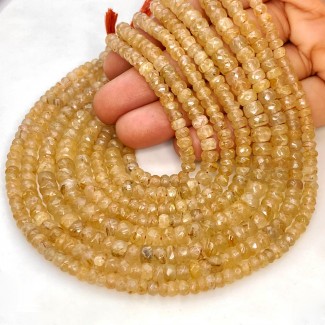 Golden Rutile 4-7mm Faceted Rondelle Shape AA+ Grade Gemstone Beads Lot - Total 8 Strands of 13 Inch.