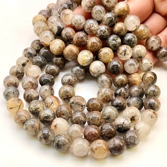 Multi Rutile Quartz 9.5-11mm Smooth Round Shape A Grade Gemstone Beads Lot - Total 5 Strands of 12 Inch.