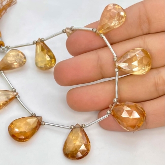 Cubic Zirconium 17.5-18mm Briolette Pear Shape AA+ Grade Gemstone Beads Layout - Total 1 Strand of 9 Inch.
