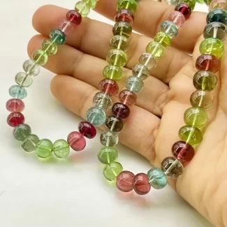 Multi Color Tourmaline 6.5-13.5mm Smooth Rondelle Shape AAA Grade Gemstone Beads Strand - Total 1 Strand of 19 Inch.