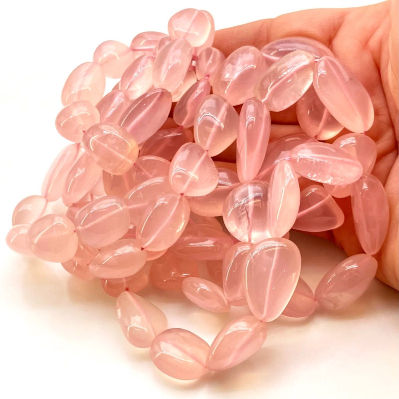 Rose Quartz 13-21mm Smooth Nugget Shape AA Grade Gemstone Beads Strand - Total 1 Strand of 15 Inch.