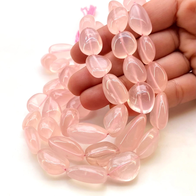 Rose Quartz 13-21mm Smooth Nugget Shape AA Grade Gemstone Beads Strand - Total 1 Strand of 15 Inch.