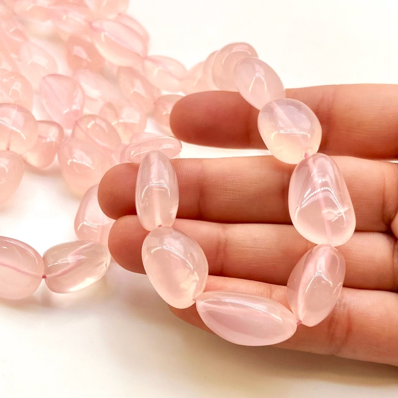 Rose Quartz 13-21mm Smooth Nugget Shape AA Grade Gemstone Beads Strand - Total 1 Strand of 15 Inch.