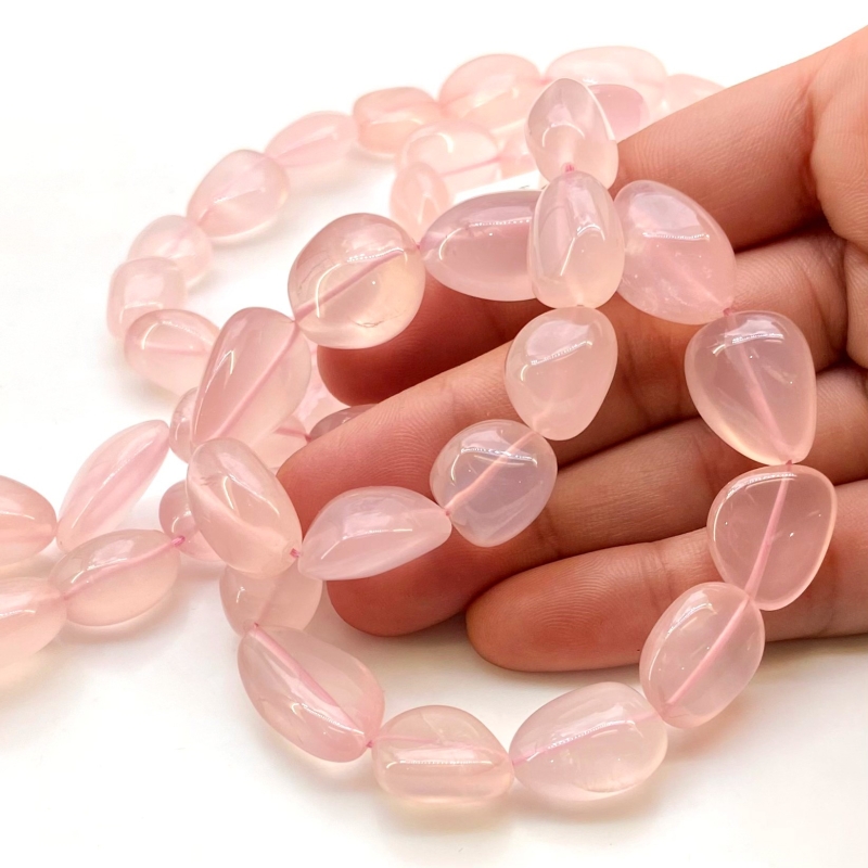 Rose Quartz 13-21mm Smooth Nugget Shape AA Grade Gemstone Beads Strand - Total 1 Strand of 15 Inch.