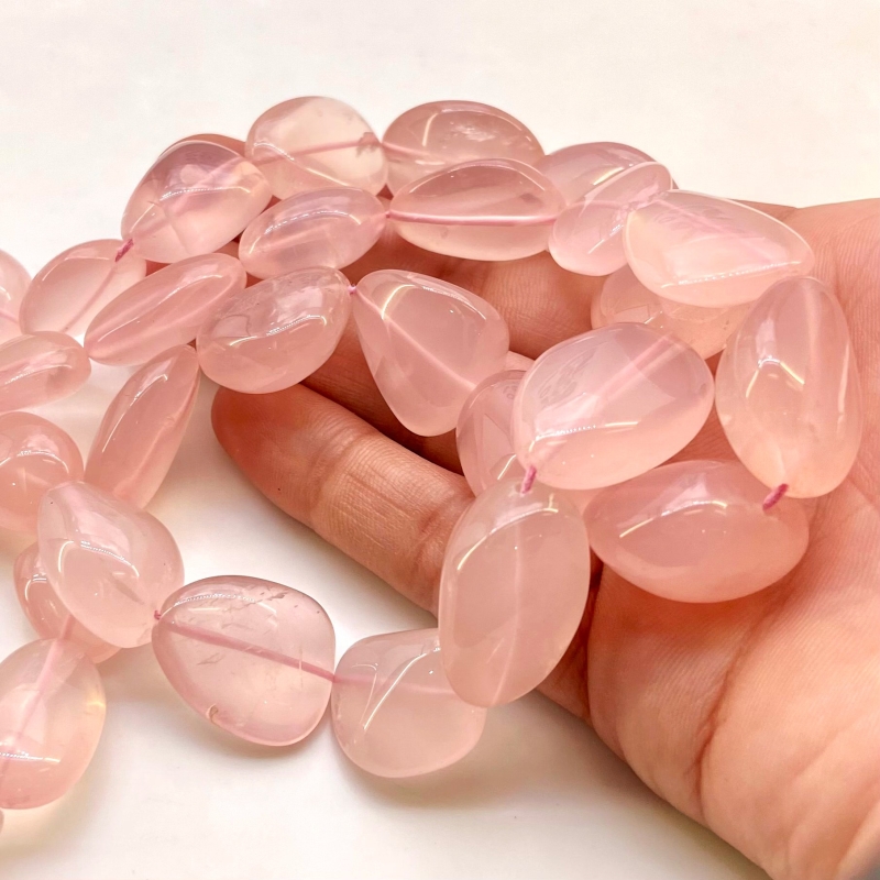 Rose Quartz 15-25mm Smooth Nugget Shape AA Grade Gemstone Beads Strand - Total 1 Strand of 16 Inch.