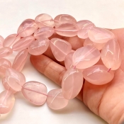 Rose Quartz 15-25mm Smooth Nugget Shape AA Grade Gemstone Beads Strand - Total 1 Strand of 16 Inch.