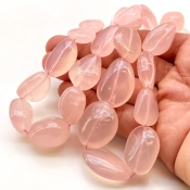 Rose Quartz 15-25mm Smooth Nugget Shape AA Grade Gemstone Beads Strand - Total 1 Strand of 16 Inch.