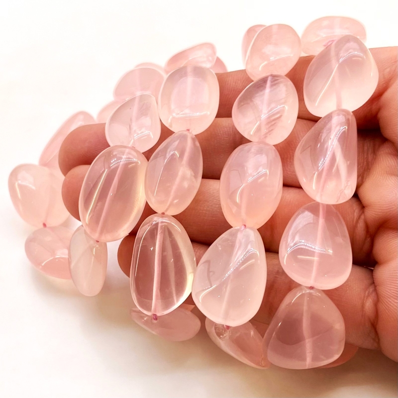 Rose Quartz 15-25mm Smooth Nugget Shape AA Grade Gemstone Beads Strand - Total 1 Strand of 16 Inch.