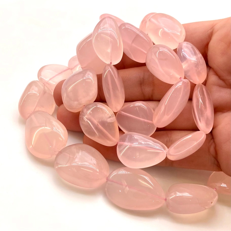Rose Quartz 15-25mm Smooth Nugget Shape AA Grade Gemstone Beads Strand - Total 1 Strand of 16 Inch.