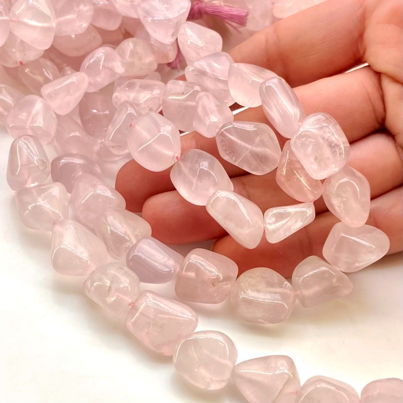 Rose Quartz 12-18mm Smooth Nugget Shape A Grade Gemstone Beads Strand - Total 1 Strand of 16 Inch.