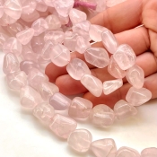 Rose Quartz 12-18mm Smooth Nugget Shape A Grade Gemstone Beads Strand - Total 1 Strand of 16 Inch.