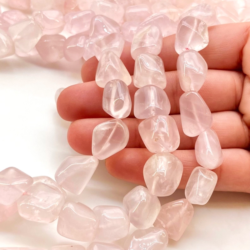 Rose Quartz 12-18mm Smooth Nugget Shape A Grade Gemstone Beads Strand - Total 1 Strand of 16 Inch.
