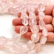 Rose Quartz 12-18mm Smooth Nugget Shape A Grade Gemstone Beads Strand - Total 1 Strand of 16 Inch.