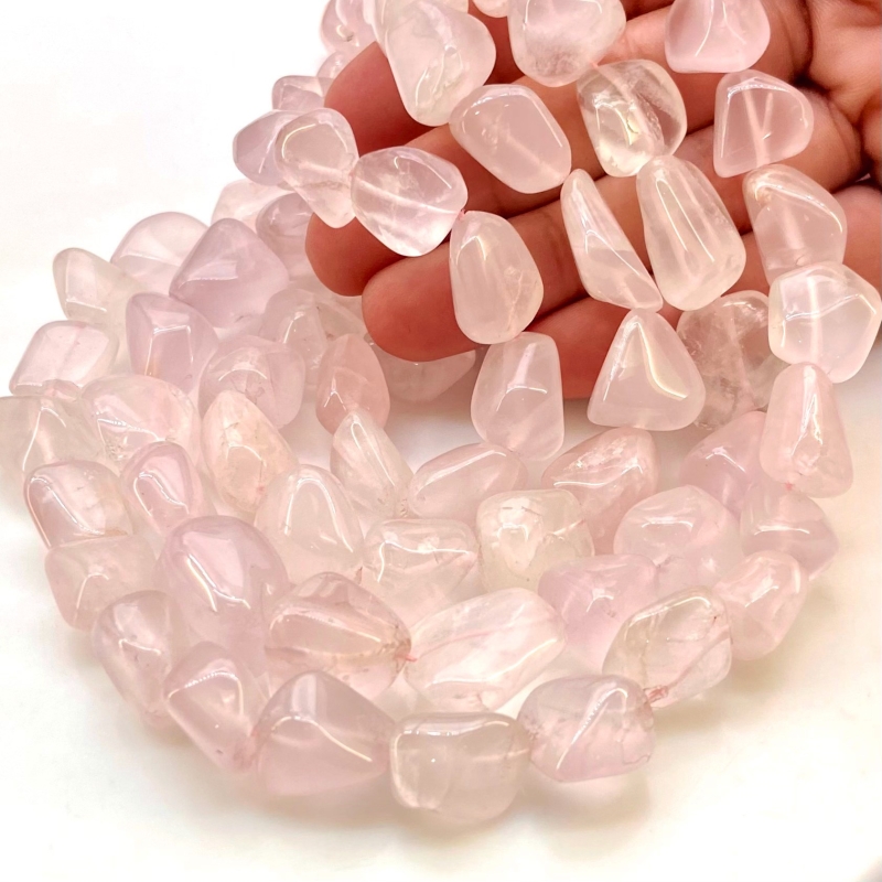 Rose Quartz 12-18mm Smooth Nugget Shape A Grade Gemstone Beads Strand - Total 1 Strand of 16 Inch.
