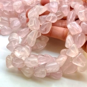 Rose Quartz 12-18mm Smooth Nugget Shape A Grade Gemstone Beads Strand - Total 1 Strand of 16 Inch.