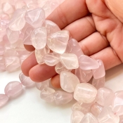 Rose Quartz 12-18mm Smooth Nugget Shape A Grade Gemstone Beads Strand - Total 1 Strand of 16 Inch.