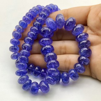 Tanzanite 6-13.5mm Smooth Rondelle Shape AA+ Grade Gemstone Beads Strand - Total 1 Strand of 21 Inch.