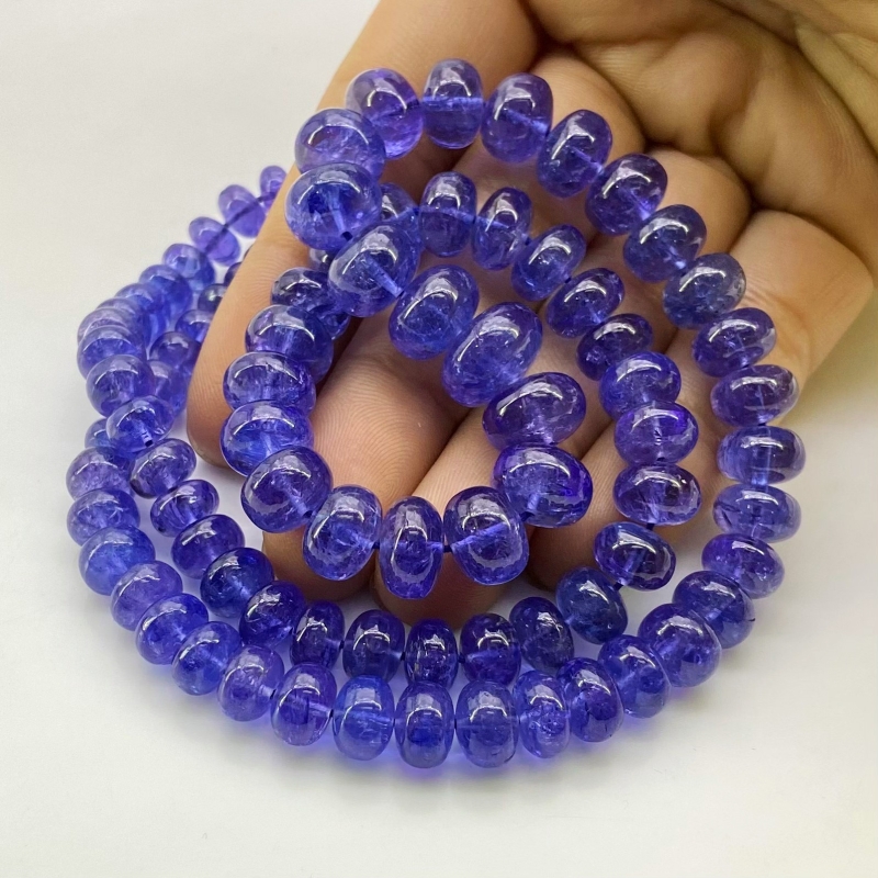 Tanzanite 6-12mm Smooth Rondelle Shape AA+ Grade Gemstone Beads Strand - Total 1 Strand of 21 Inch.