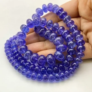 Tanzanite 6-12mm Smooth Rondelle Shape AA+ Grade Gemstone Beads Strand - Total 1 Strand of 24 Inch.