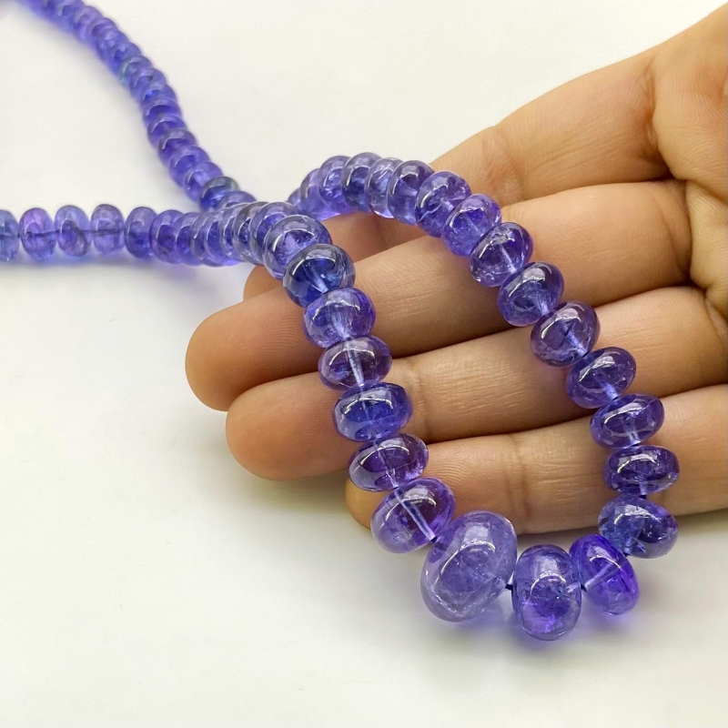 Tanzanite 6-14.5mm Smooth Rondelle Shape AA+ Grade Gemstone Beads Strand - Total 1 Strand of 23 Inch.