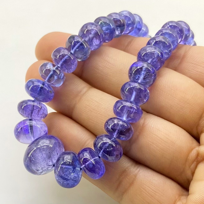 Tanzanite 6-14.5mm Smooth Rondelle Shape AA+ Grade Gemstone Beads Strand - Total 1 Strand of 23 Inch.