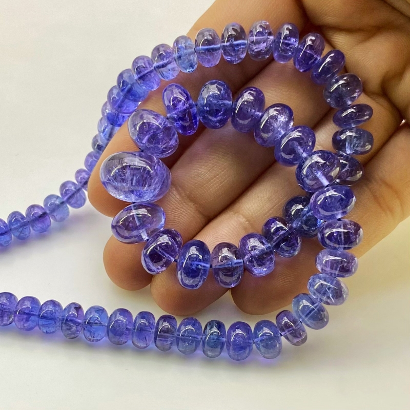 Tanzanite 6-14.5mm Smooth Rondelle Shape AA+ Grade Gemstone Beads Strand - Total 1 Strand of 23 Inch.