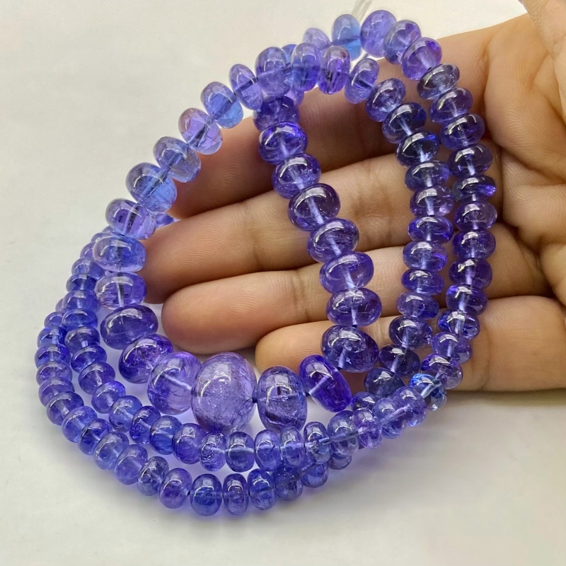 Tanzanite 6-14.5mm Smooth Rondelle Shape AA+ Grade Gemstone Beads Strand - Total 1 Strand of 23 Inch.
