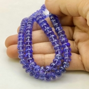 Tanzanite 6-14.5mm Smooth Rondelle Shape AA+ Grade Gemstone Beads Strand - Total 1 Strand of 23 Inch.