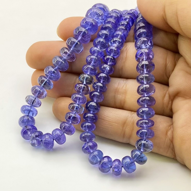 Tanzanite 6-14.5mm Smooth Rondelle Shape AA+ Grade Gemstone Beads Strand - Total 1 Strand of 23 Inch.
