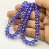 Tanzanite 6-14.5mm Smooth Rondelle Shape AA+ Grade Gemstone Beads Strand - Total 1 Strand of 23 Inch.