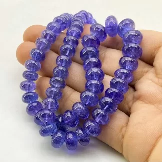 Tanzanite 6-11mm Smooth Rondelle Shape AA+ Grade Gemstone Beads Strand - Total 1 Strand of 19 Inch.