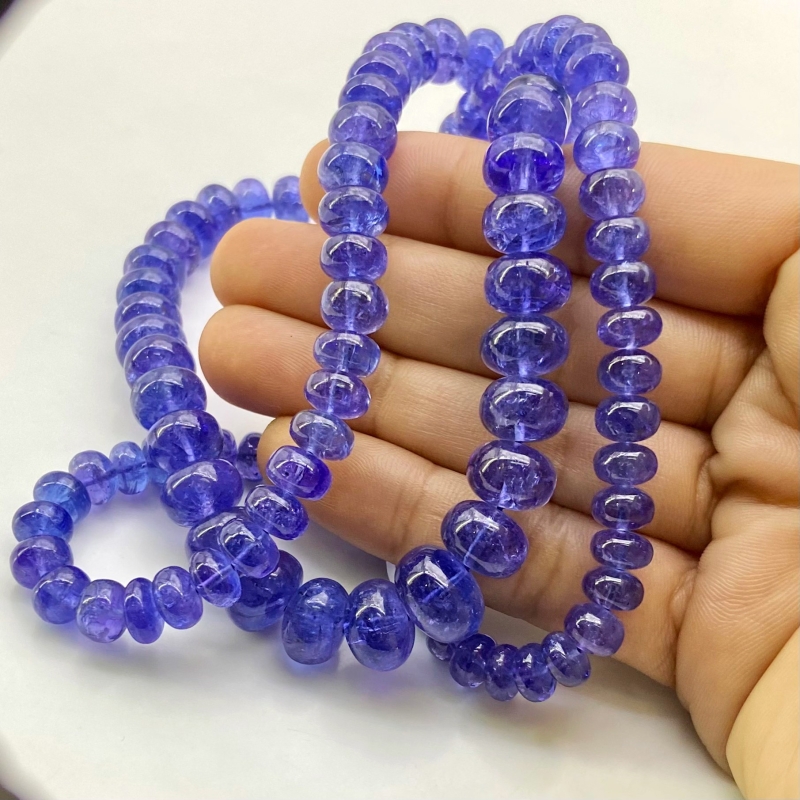 Tanzanite 6-12mm Smooth Rondelle Shape AA+ Grade Gemstone Beads Strand - Total 1 Strand of 22 Inch.