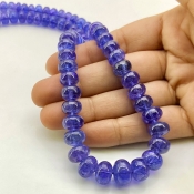 Tanzanite 6-12mm Smooth Rondelle Shape AA+ Grade Gemstone Beads Strand - Total 1 Strand of 22 Inch.