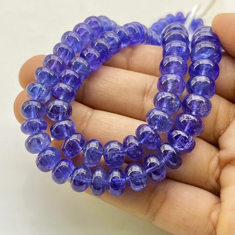 Tanzanite 6-12mm Smooth Rondelle Shape AA+ Grade Gemstone Beads Strand - Total 1 Strand of 22 Inch.